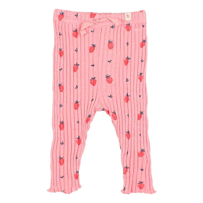 Malla acanalada Fresas Algodón orgánico | Rosa Bombón