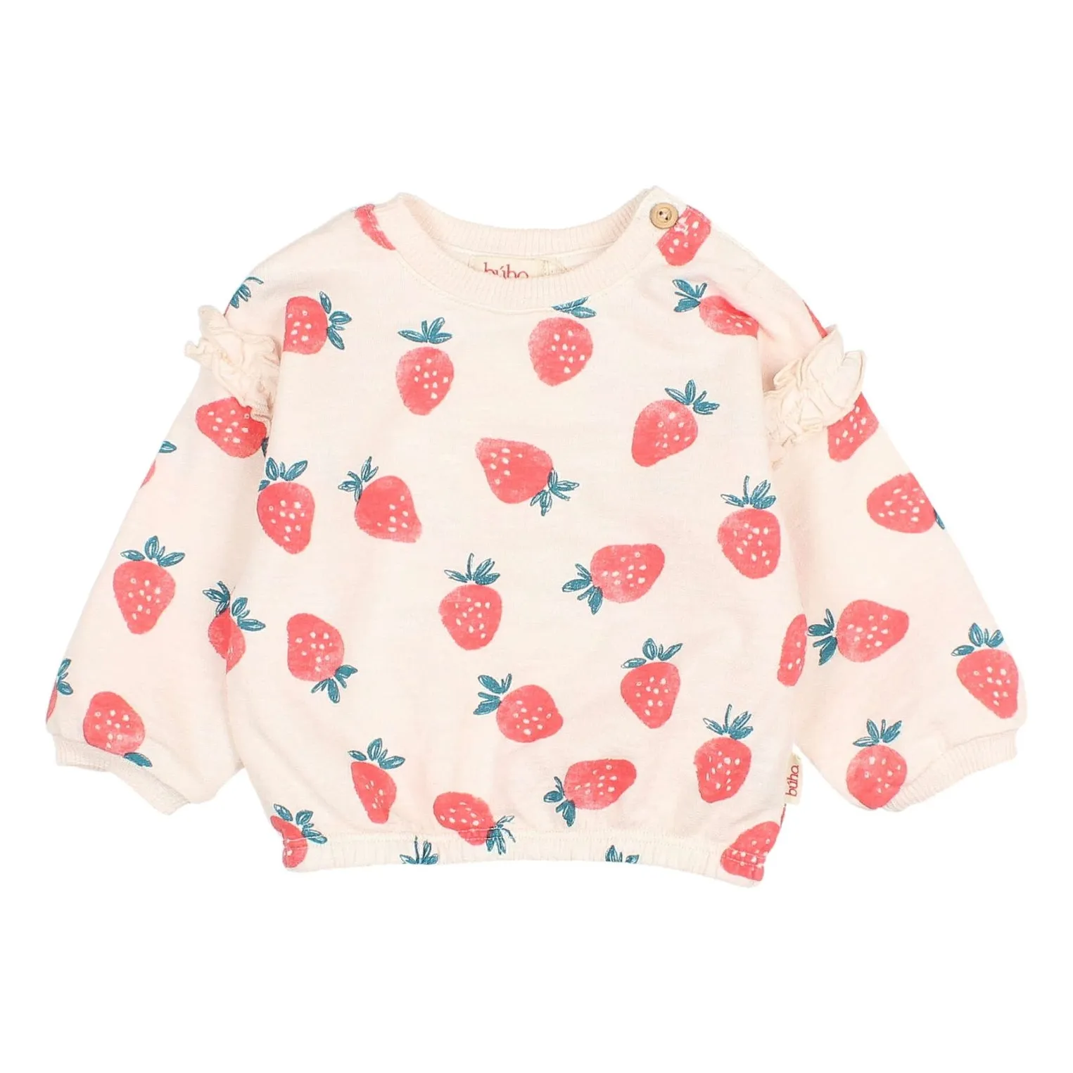Búho Pale Pink Sweat Strawberries Organic Cotton