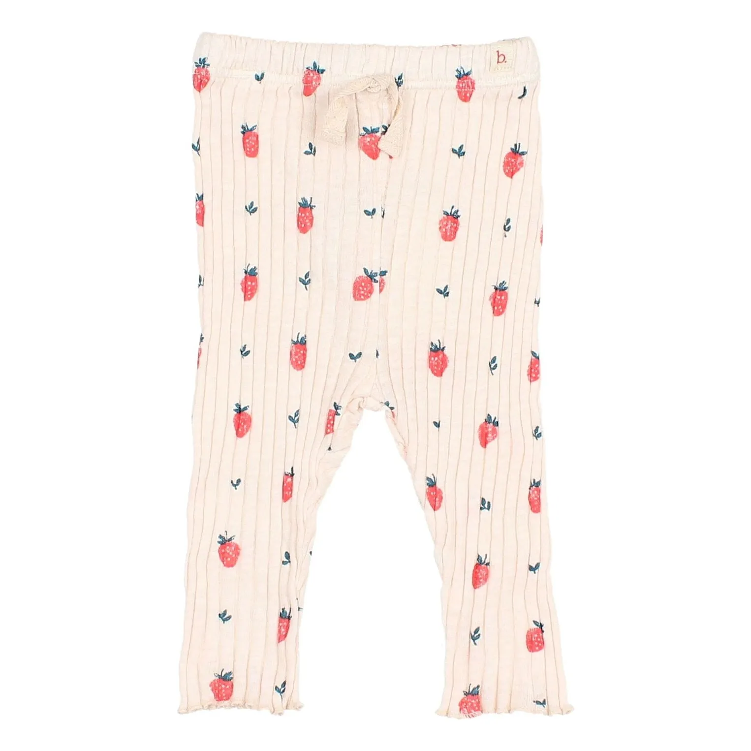 Búho Pale Pink Ribbed Legging Strawberries Organic Cotton