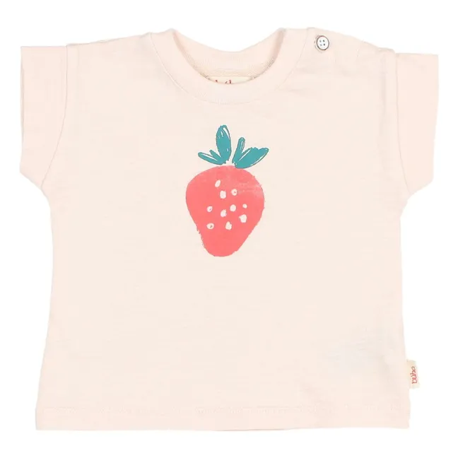 T-shirt Fraise Coton Bio Bébé | Rose pâle