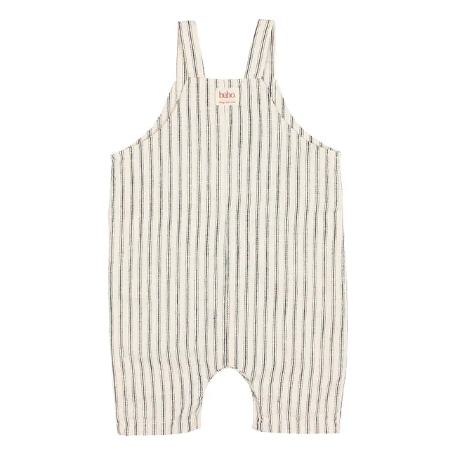 Striped Linen Dungarees | Ecru