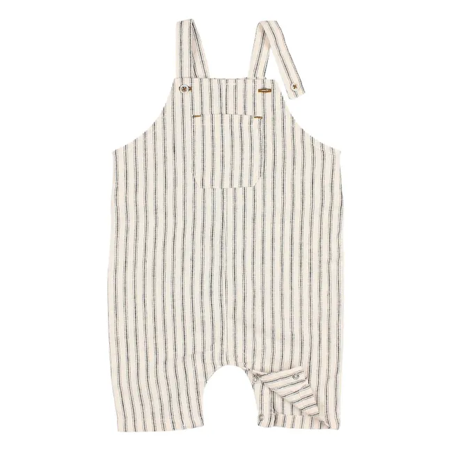 Striped Linen Dungarees | Ecru