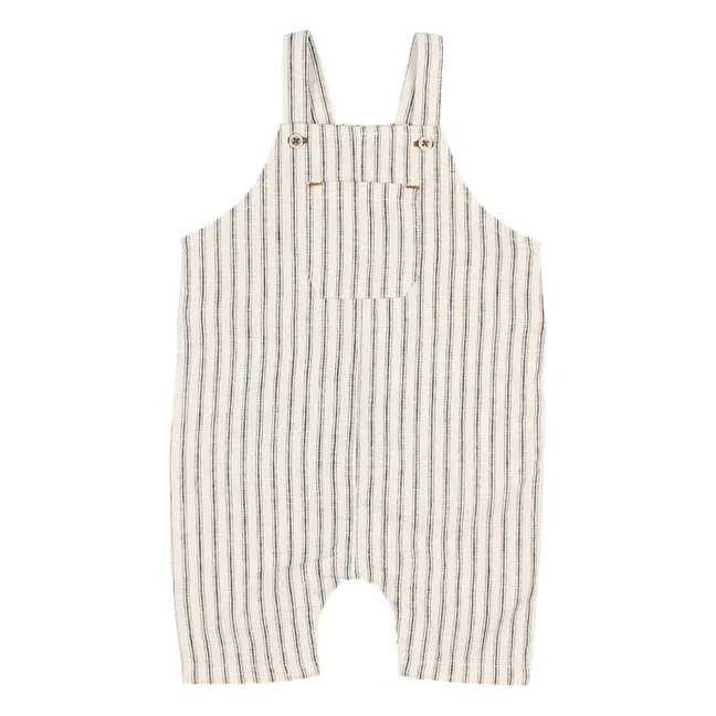 Striped Linen Dungarees | Ecru