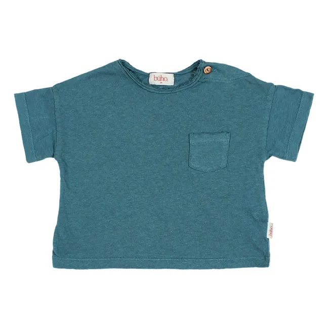 T-shirt Poche Lin | Bleu canard