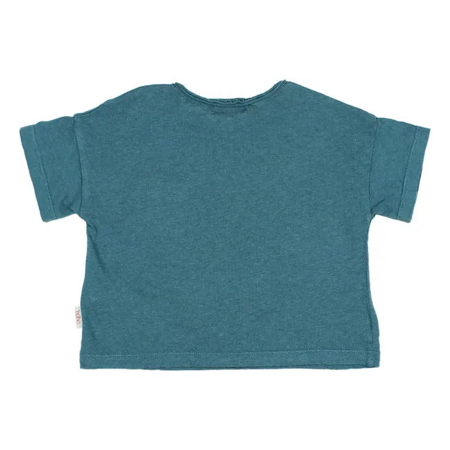 T-shirt Poche Lin | Bleu canard