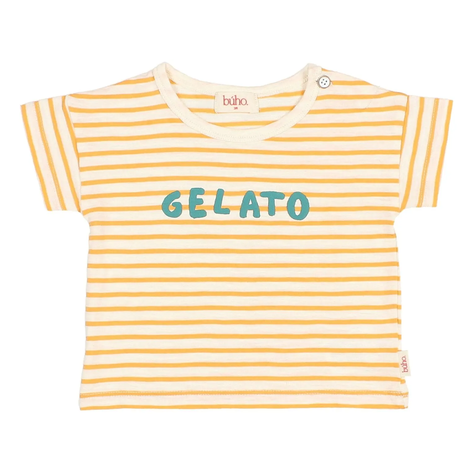 Búho - T-shirt Bébé Rayé Coton Biologique - Jaune - 6 mois