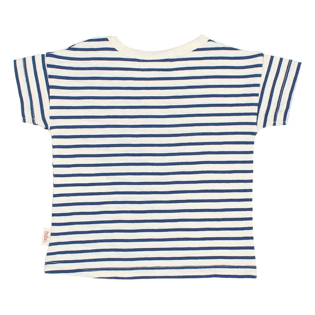Camiseta a rayas Gelato de algodón orgánico para bebé | Azul Marino