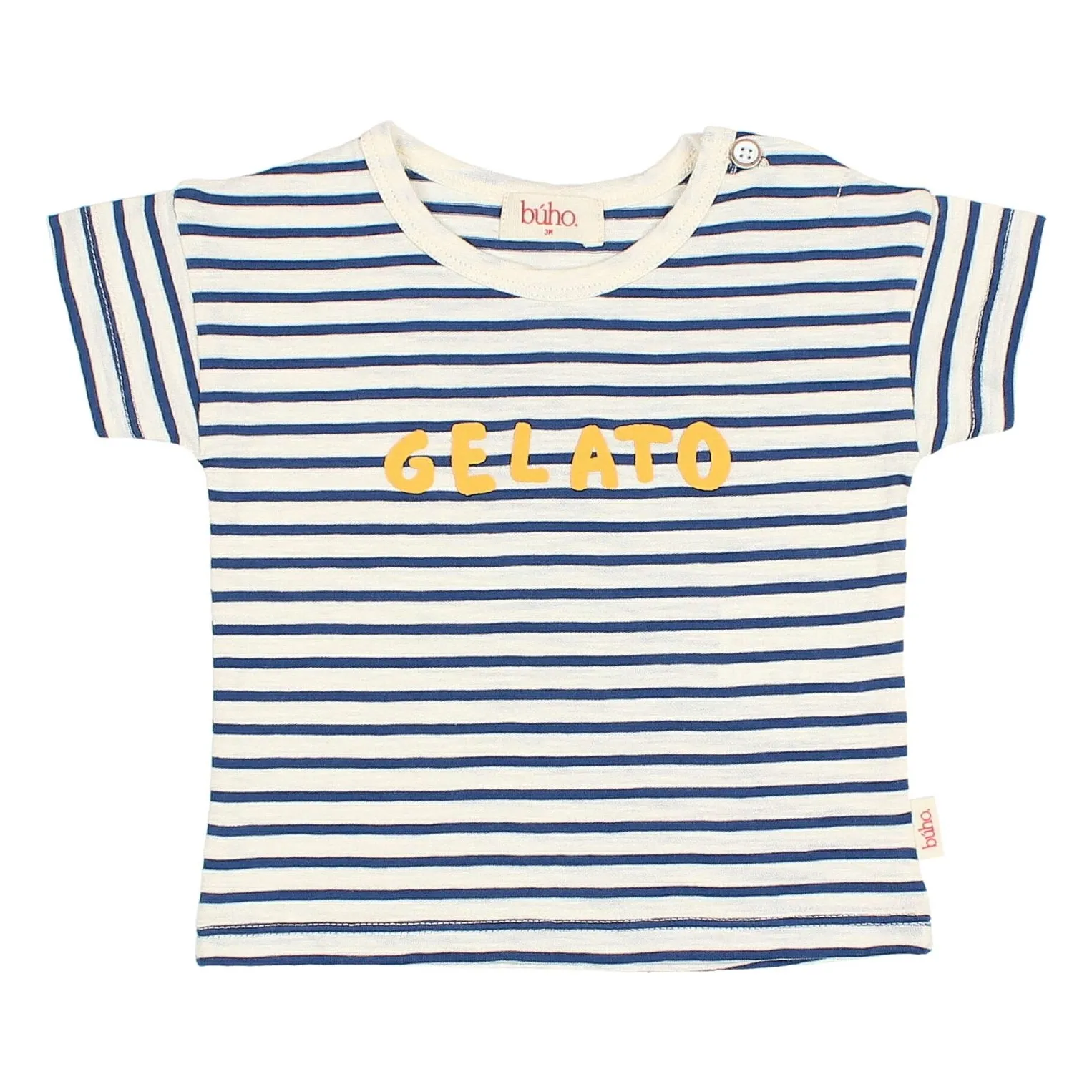 Búho - T-shirt Bébé Rayé Coton Biologique Bleu Marine 6 mois