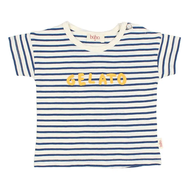 Camiseta a rayas Gelato de algodón orgánico para bebé | Azul Marino