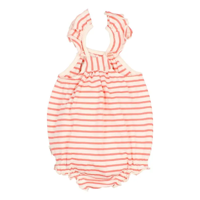 Barboteuse Rayée Fraise Coton Bio | Rouge