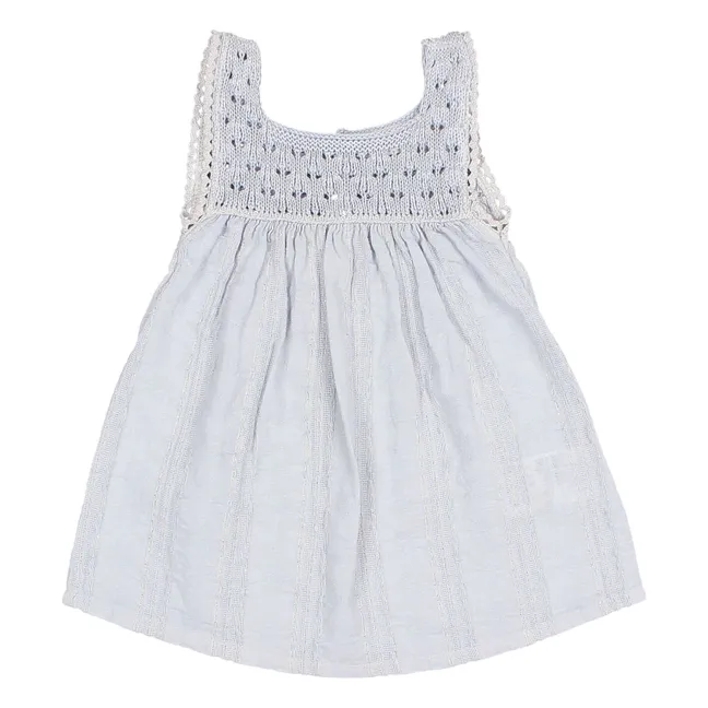 Vestido boho de lúrex y algodón orgánico | Azul Pálido