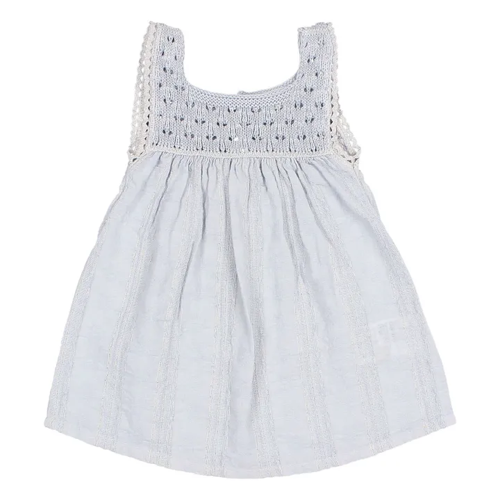 Vestido boho de lúrex y algodón orgánico | Azul Pálido- Imagen del producto n°0