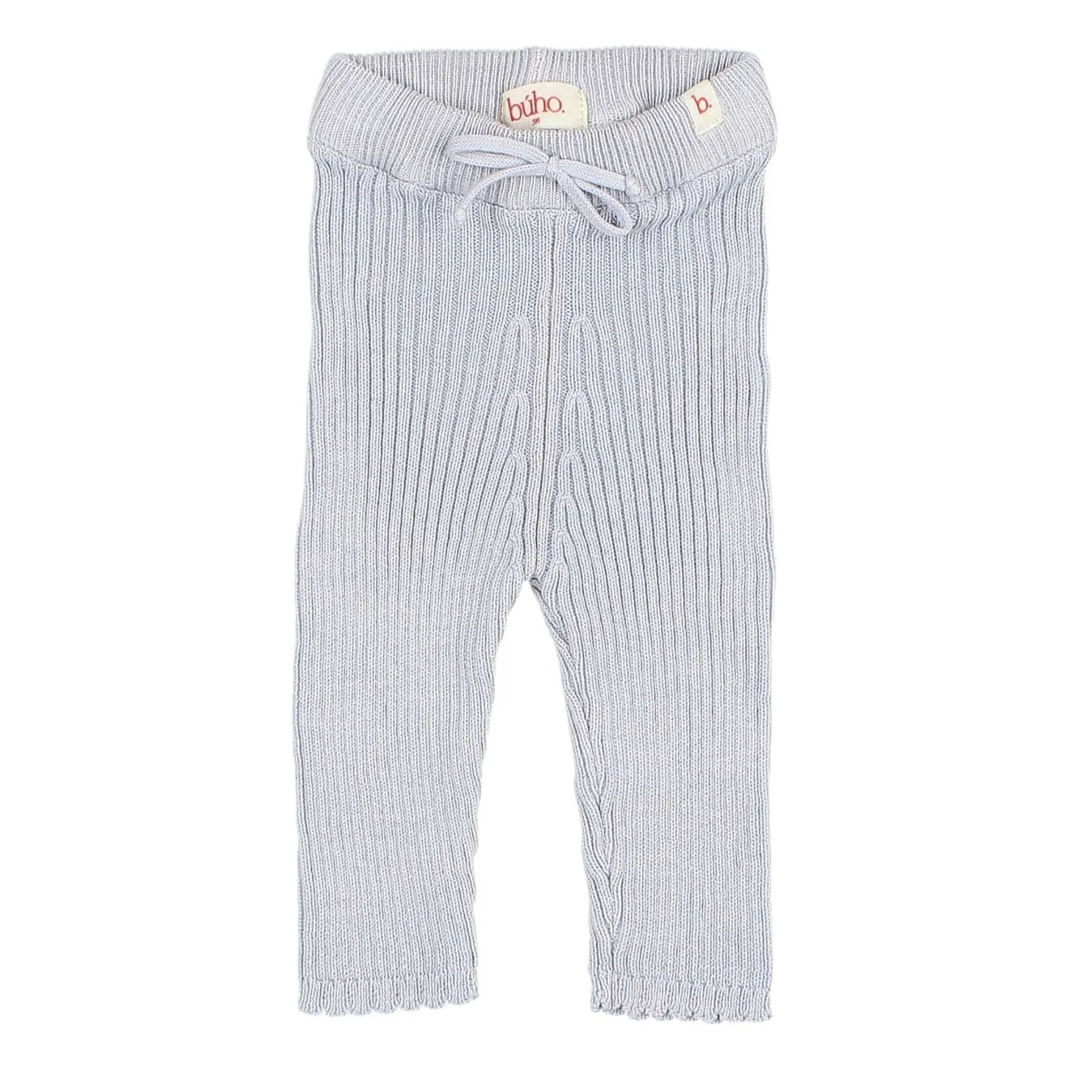 Búho - Legging Fille Coton Biologique Côtelé Bleu Pâle 6 mois