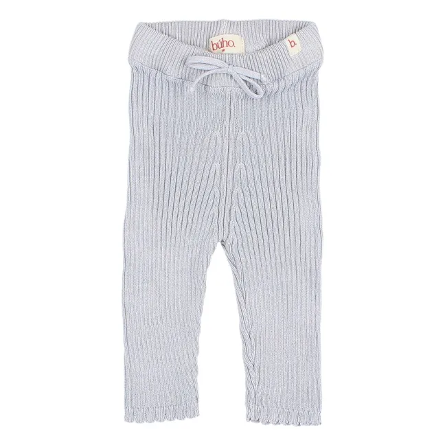 Legging de algodón orgánico acanalado | Azul Pálido