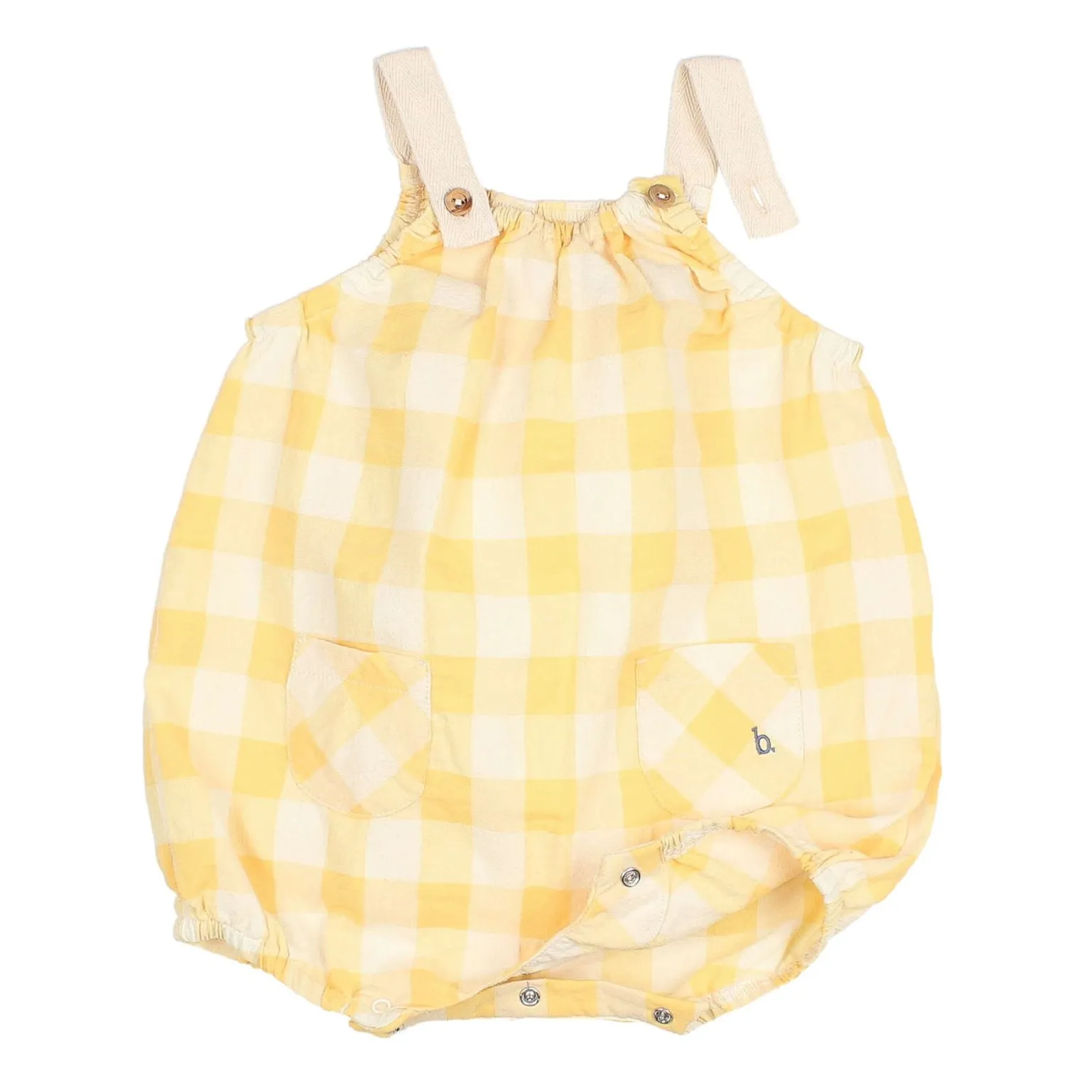 Barboteuse Vichy Seersucker Coton Bio | Jaune- Image produit n°1