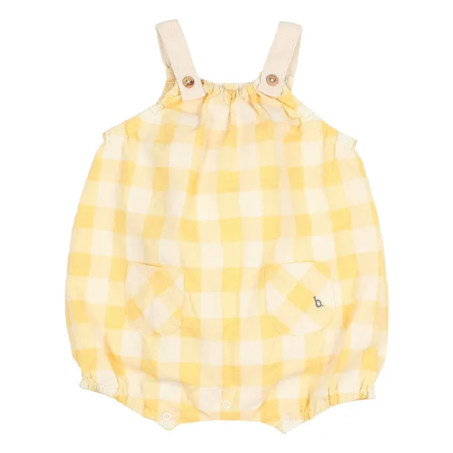 Barboteuse Vichy Seersucker Coton Bio | Jaune