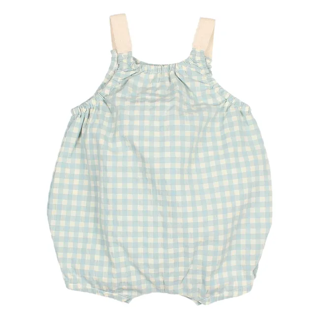 Barboteuse Vichy Seersucker Coton Bio | Aqua