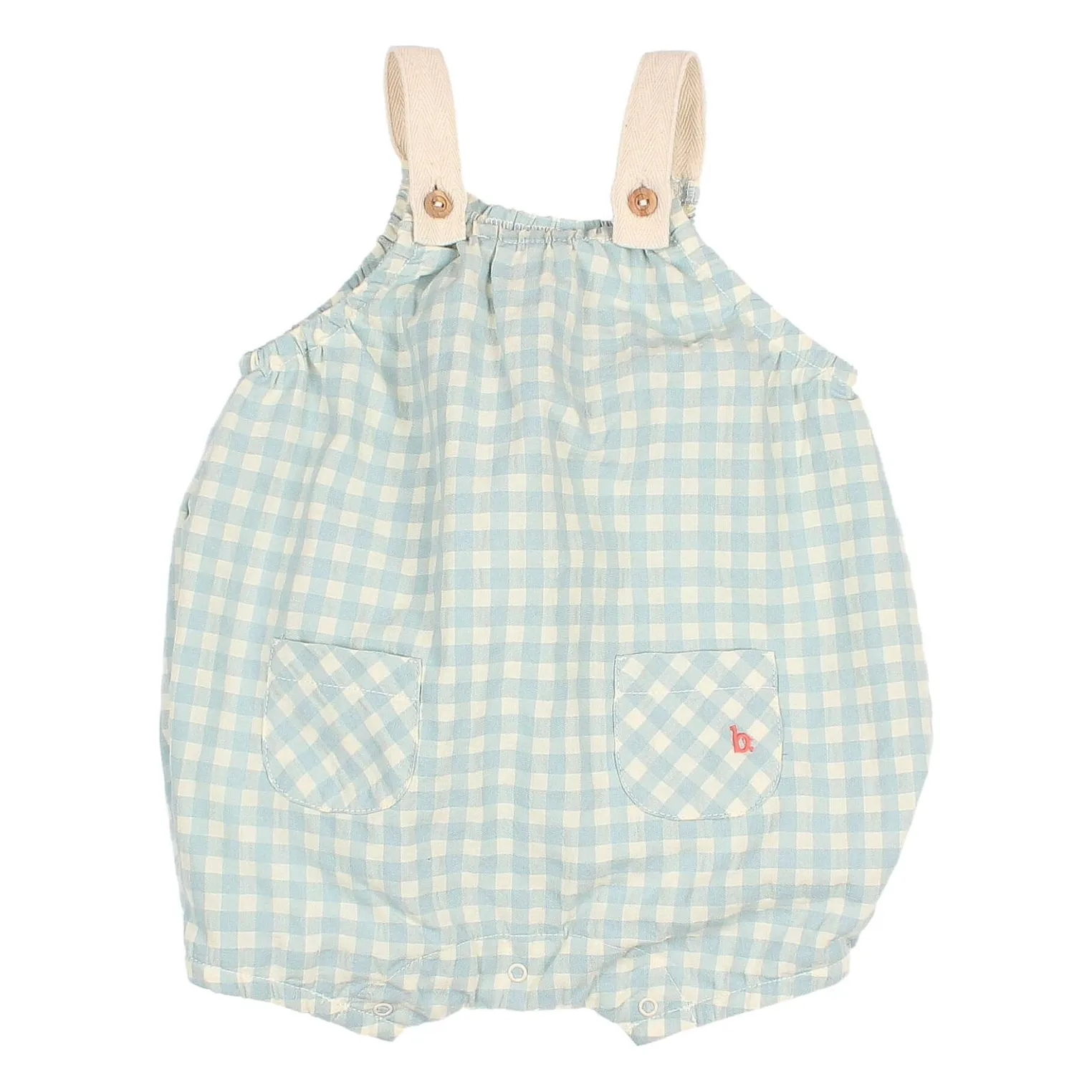 Búho Aqua Vichy Seersucker Organic Cotton Romper
