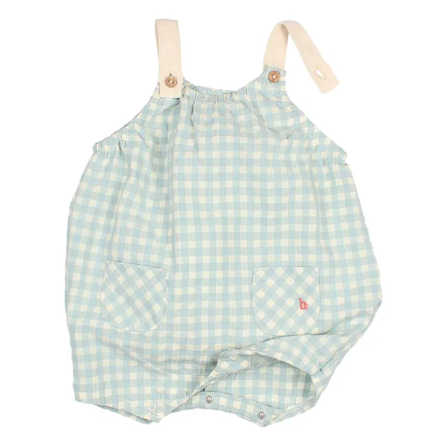 Barboteuse Vichy Seersucker Coton Bio | Aqua