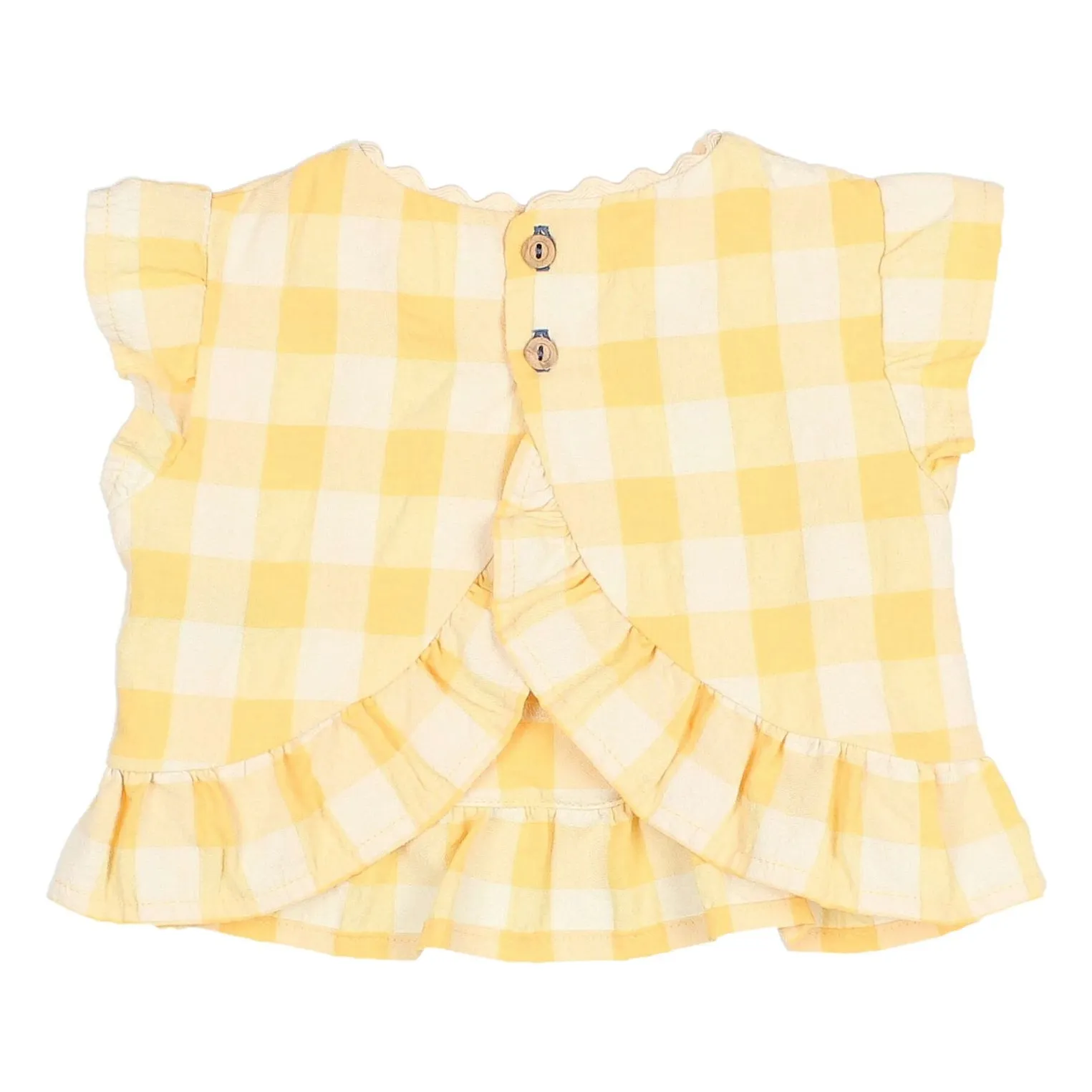 Top Vichy Volants Seersucker Coton Bio | Jaune- Image produit n°1