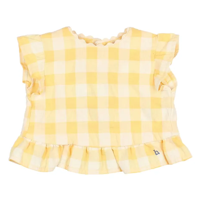 Top Vichy Volants Seersucker Coton Bio | Jaune