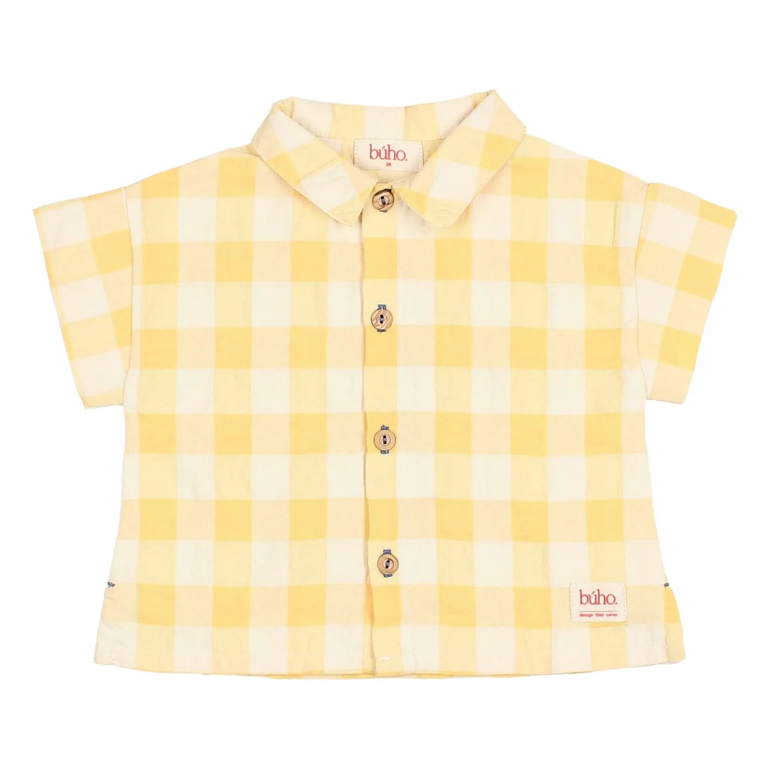 Chemise Vichy Seersucker Coton Bio Bébé | Jaune- Image produit n°0
