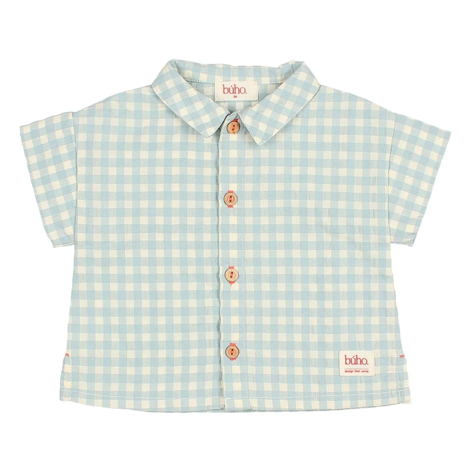 Búho - Chemise Bébé Manches Courtes Coton Seersucker Aqua 6 mois