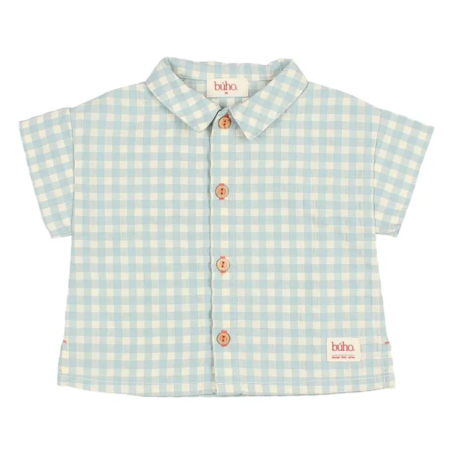 Chemise Vichy Seersucker Coton Bio Bébé | Aqua