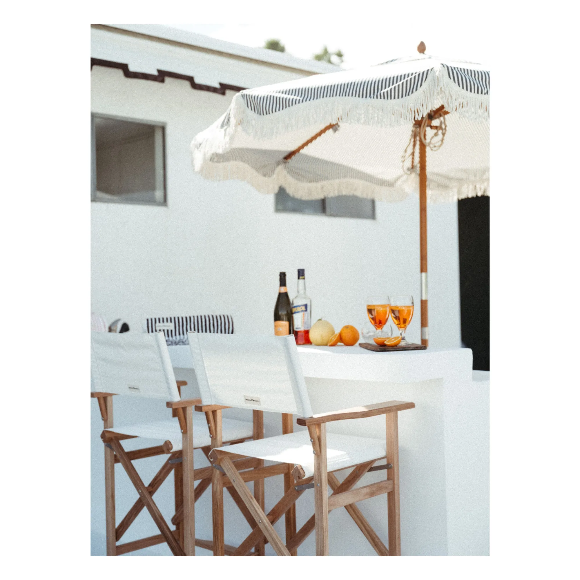 Parasol frangé Market | Bleu marine- Image produit n°2