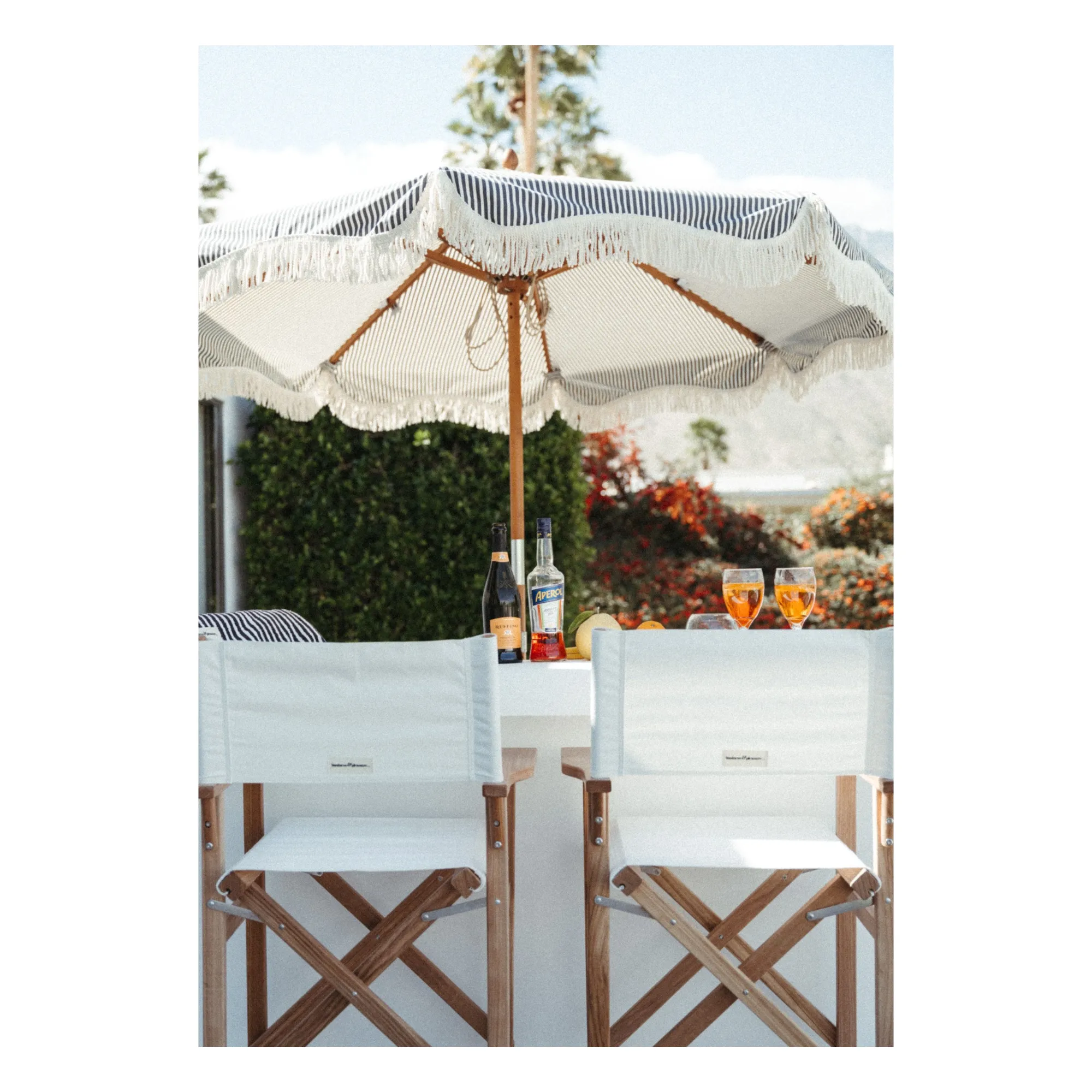Parasol frangé Market | Bleu marine- Image produit n°1
