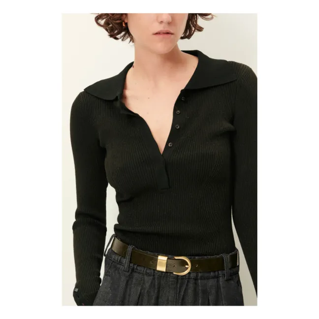 Lykke Polo Pullover Metallic | Nachtblau