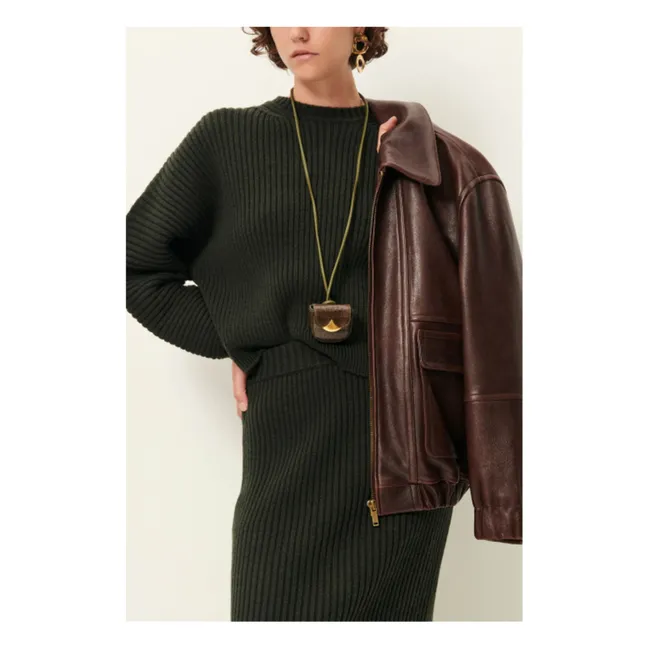 Pull Côtelé Kanso Laine | Vert foncé