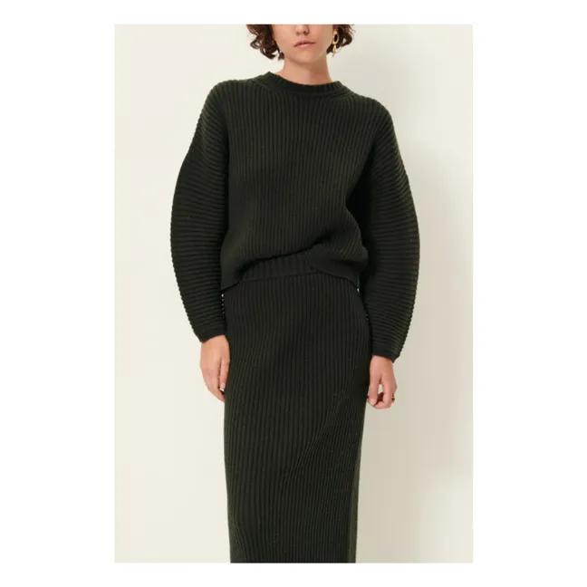 Pull Côtelé Kanso Laine | Vert foncé