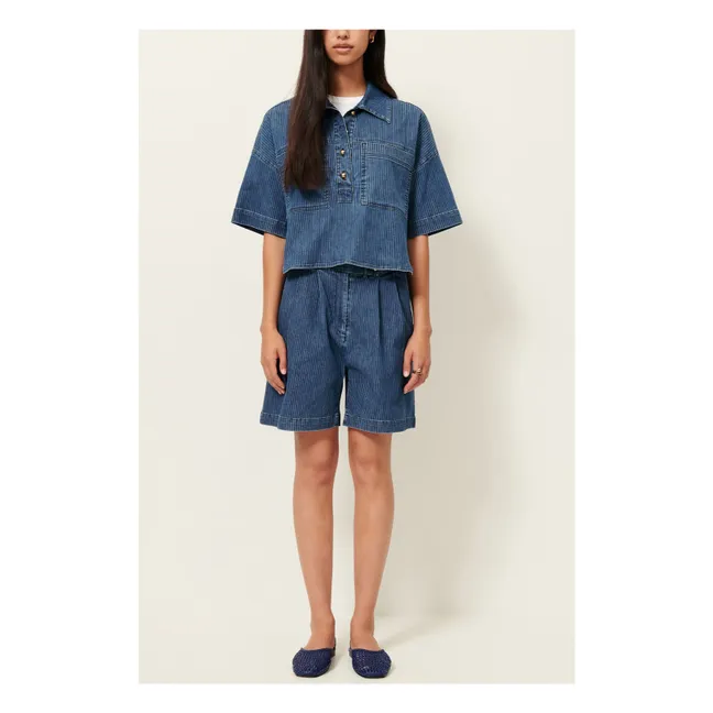 Short Rayures Coton Santa Port | Bleu marine