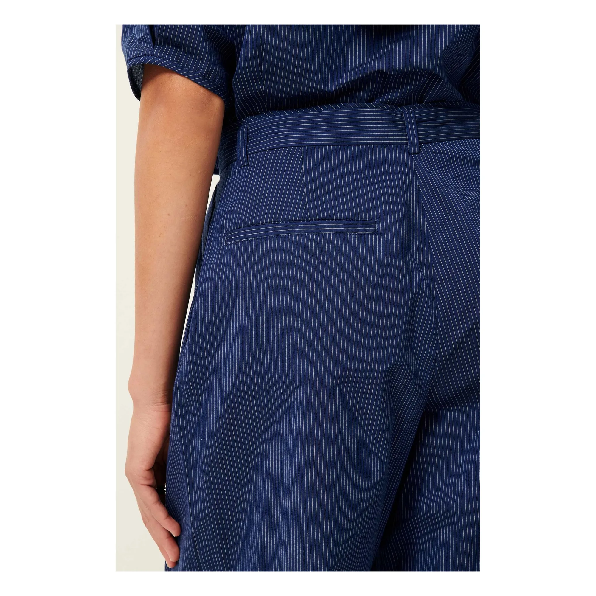 Pantalon Rayures Coton Provencia | Bleu marine- Image produit n°5
