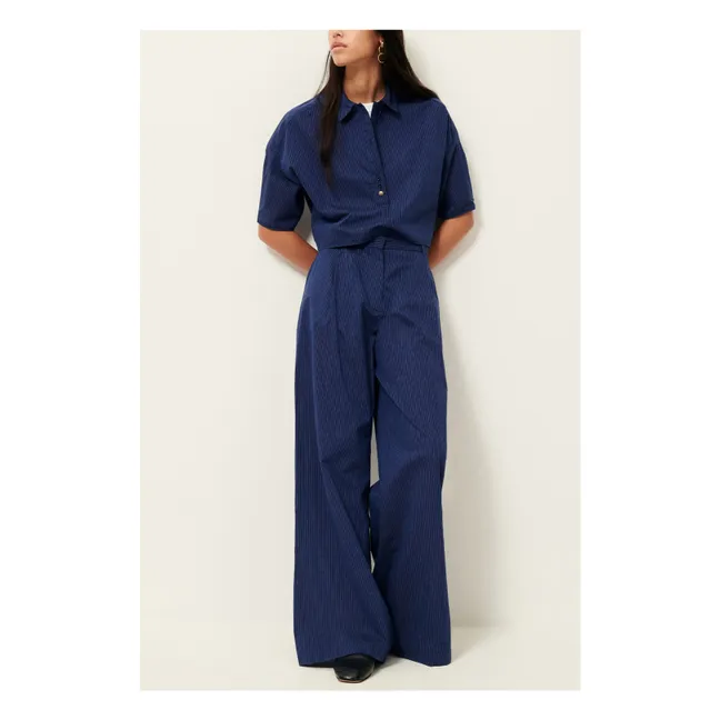 Pantalon Rayures Coton Provencia | Bleu marine
