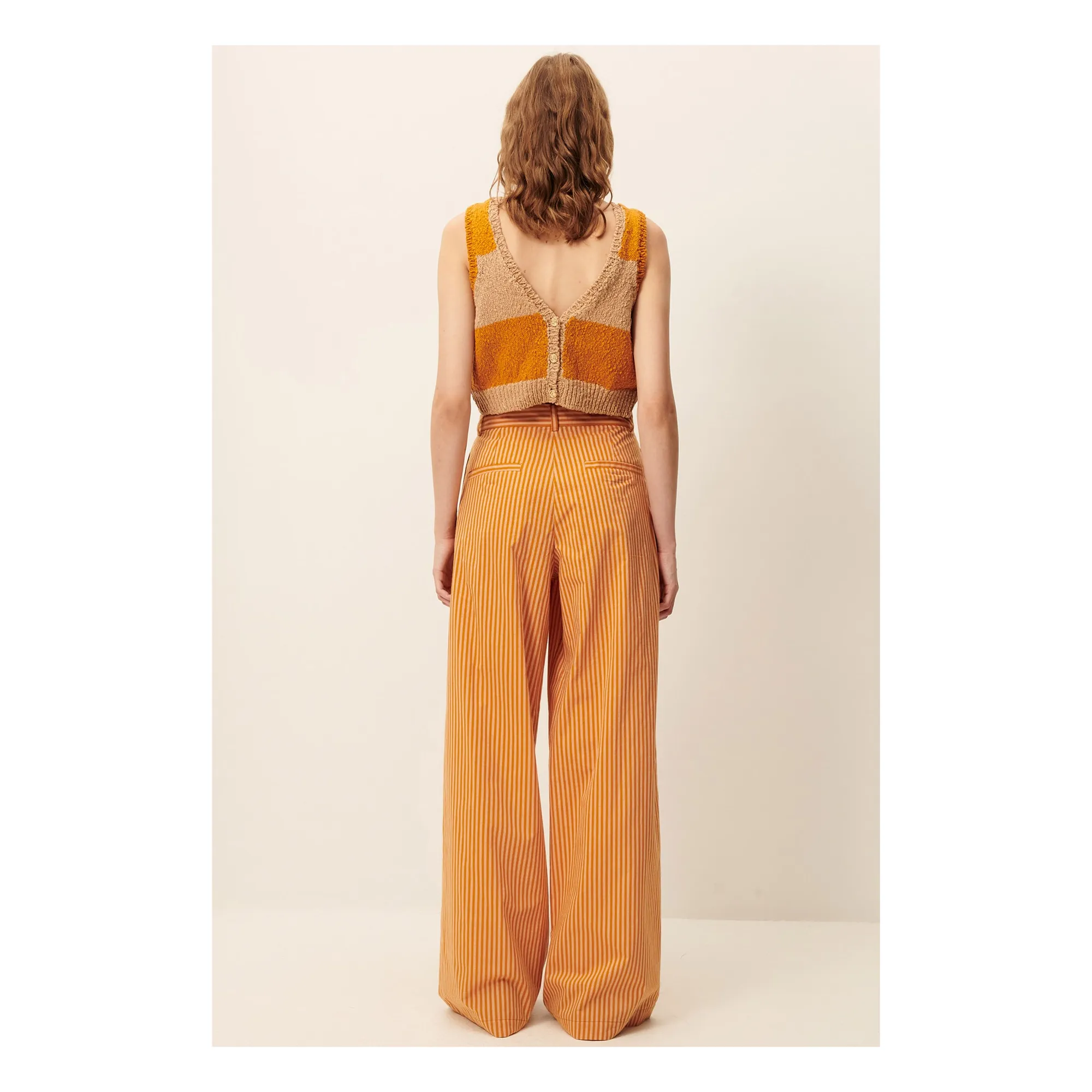 Pantalon Rayures Coton Provencia | Orange- Image produit n°4