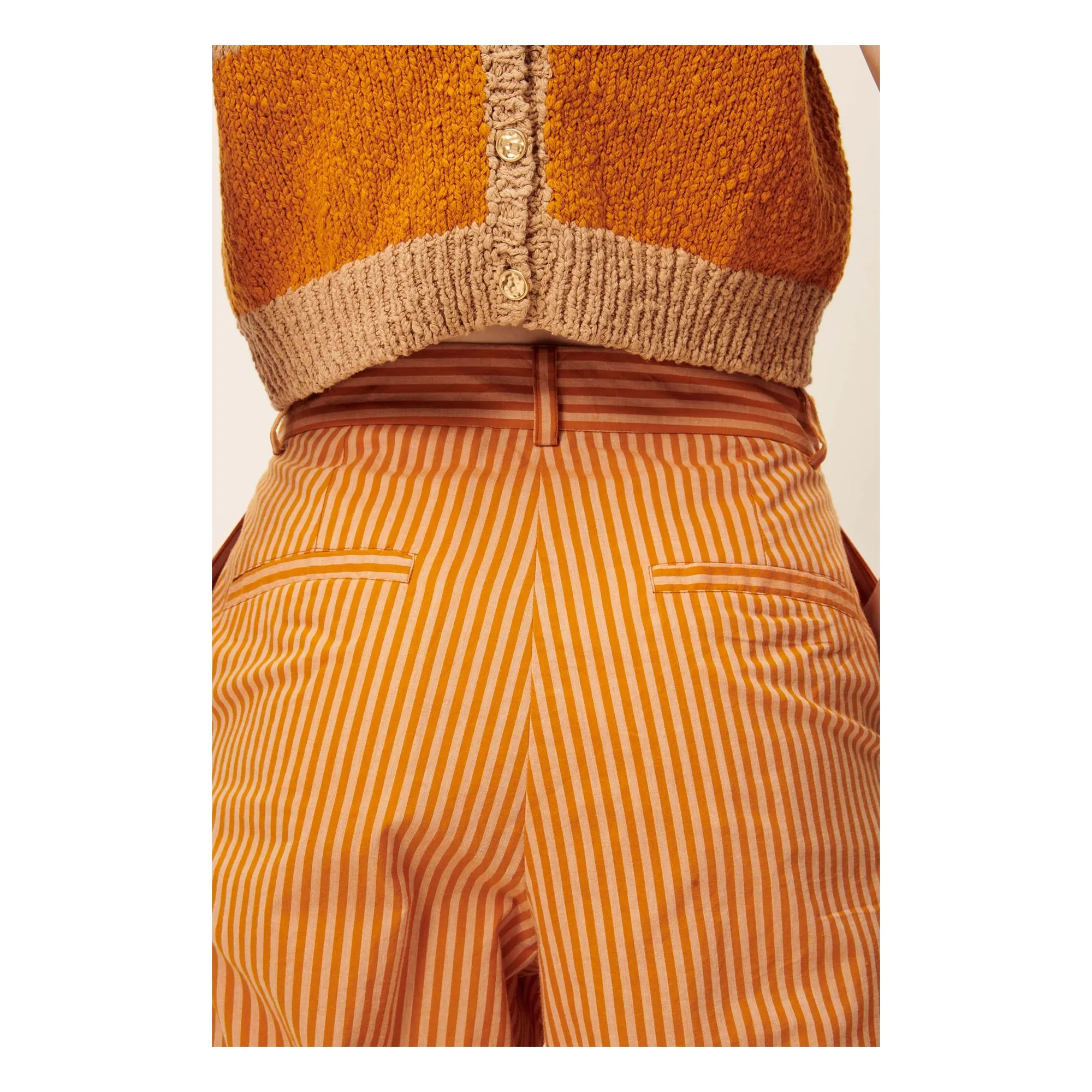 Pantalon Rayures Coton Provencia | Orange- Image produit n°5