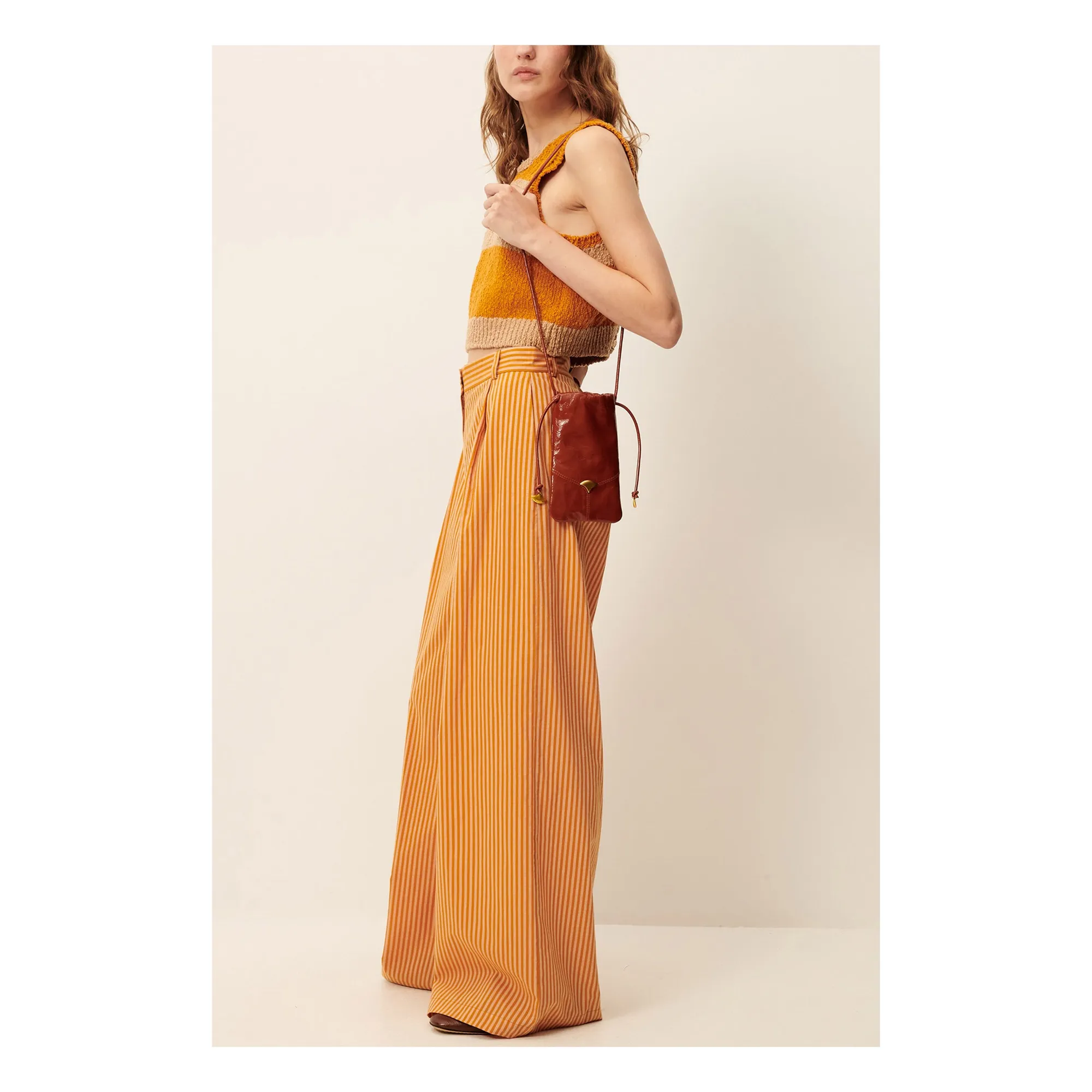 Pantalon Rayures Coton Provencia | Orange- Image produit n°3