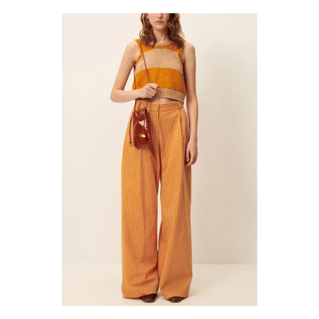 Pantalon Rayures Coton Provencia | Orange