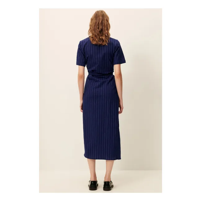 Lazula Cotton Stripe Dress | Navy blue