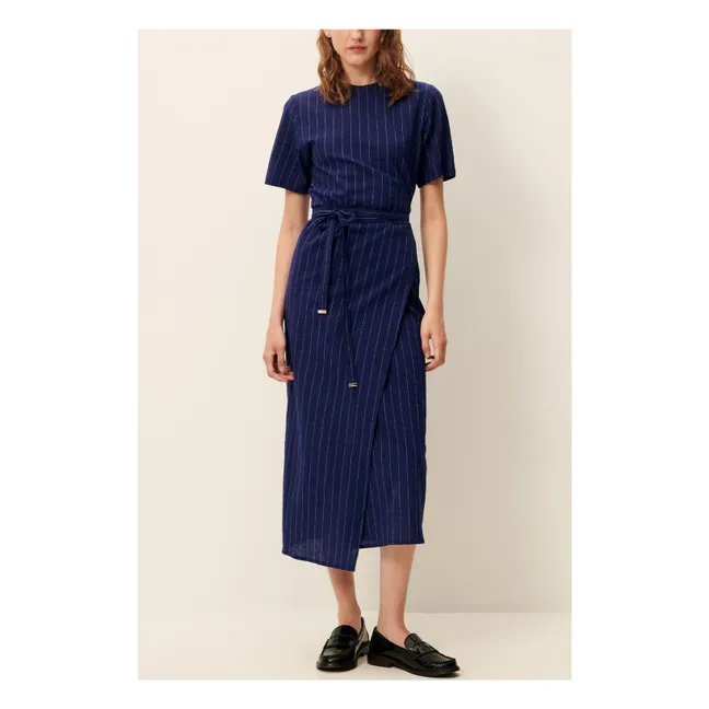 Lazula Cotton Stripe Dress | Navy blue
