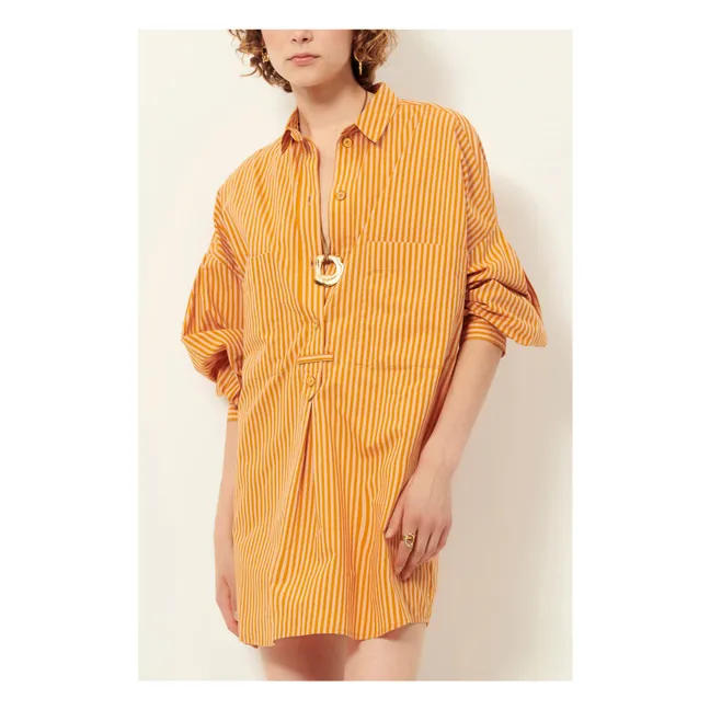 Vestido de rayas de algodón Fontella | Naranja