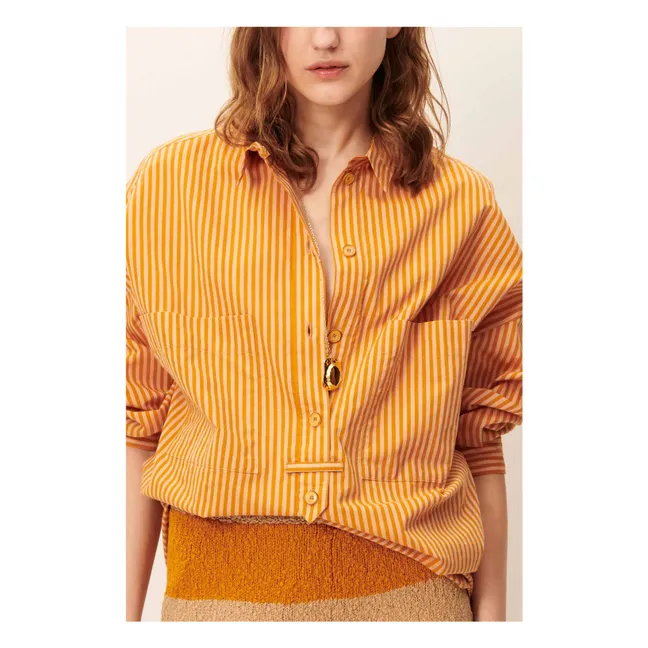 Vestido de rayas de algodón Fontella | Naranja