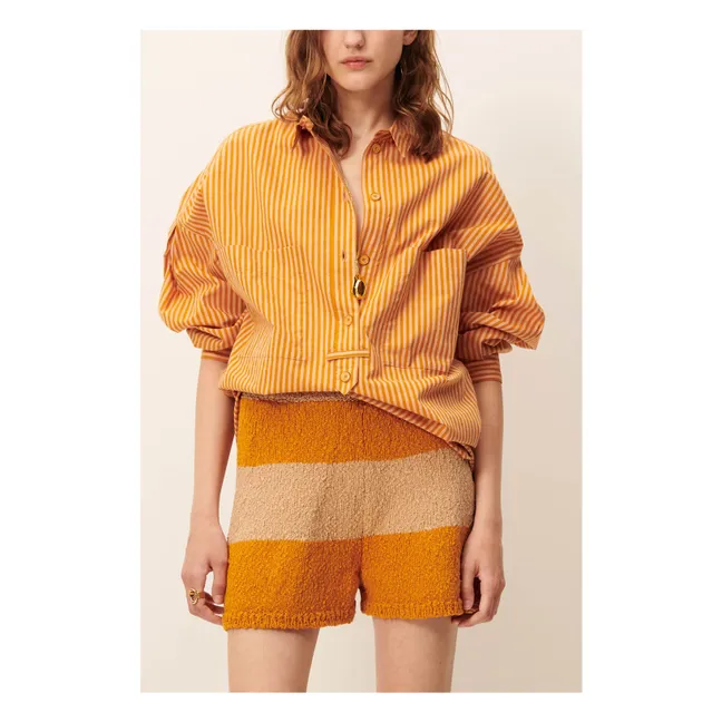 Vestido de rayas de algodón Fontella | Naranja