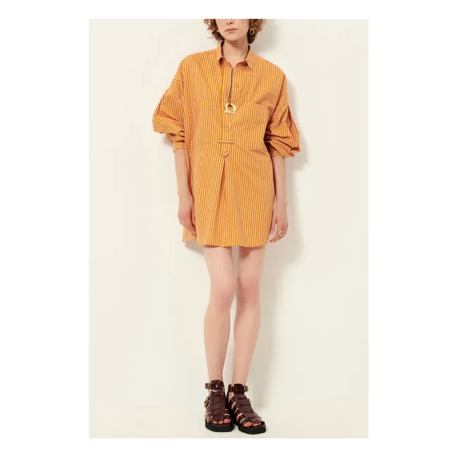 Vestido de rayas de algodón Fontella | Naranja