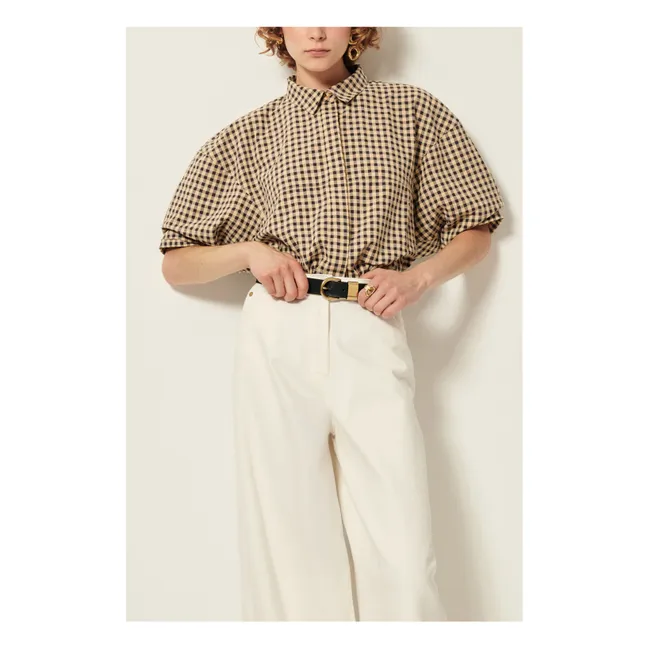 Camicia a quadri in cotone Florentina | Sabbia