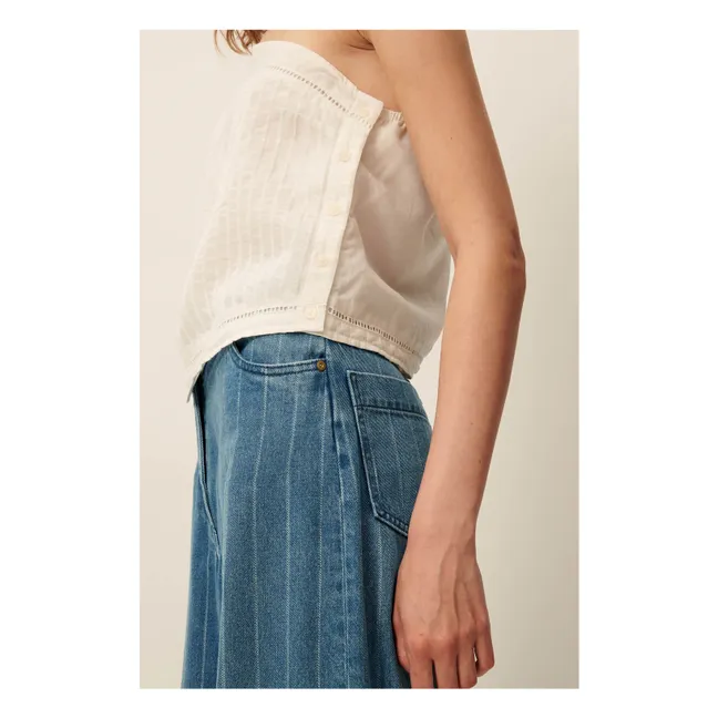 Jean Coton Rayures Dalt | Bleu