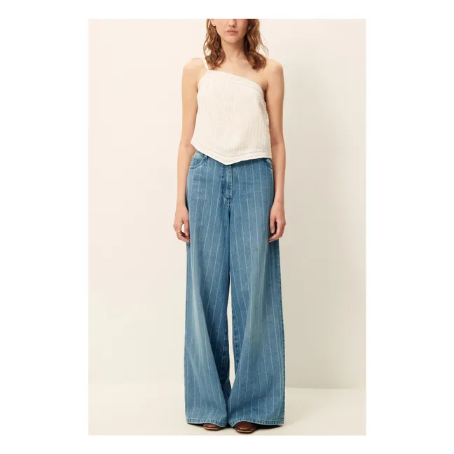 Jean Coton Rayures Dalt | Bleu