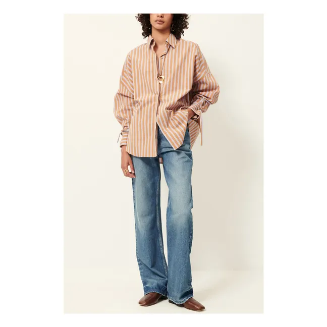 Armando Cotton Stripe Shirt | Terracotta